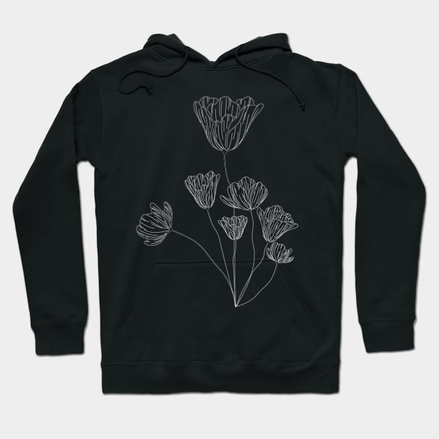 Flower Line art Linework Hoodie by Rayraypictures